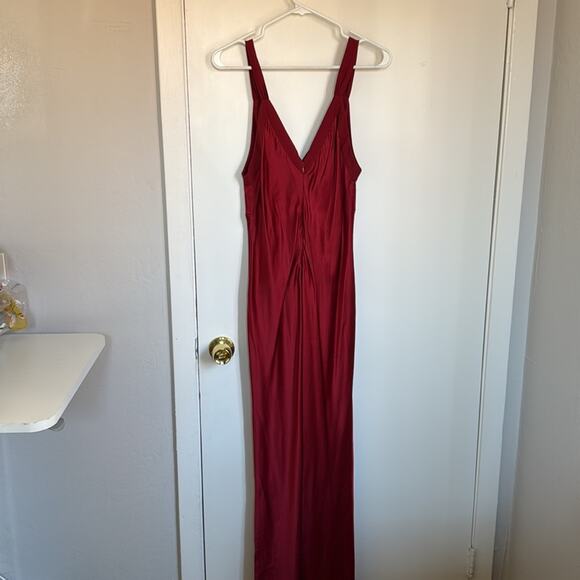 Reformation Neola Slinky Silk Midi Dress Size Large Jewel Tone Ruby Cherry Red - Picture 7 of 7